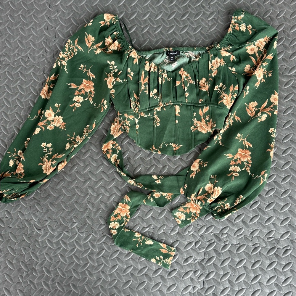 Blu Pepper Floral Green Women's Top